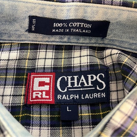 Chaps Ralph Lauren Men's Large Blue Plaid Button Down Shirt (615) - Picture 4 of 8